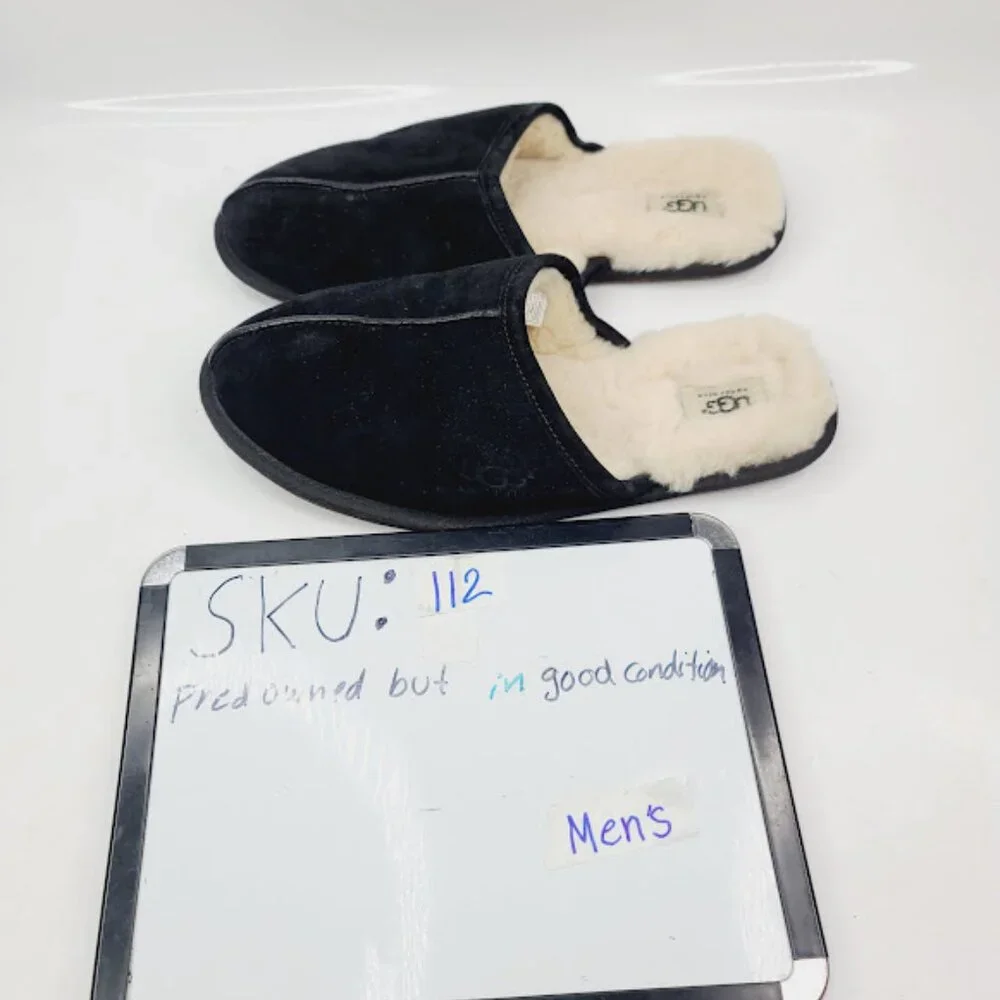 UGG Men's Black‎ Scuff's 5776 Sherpa Suede Slip-On Winter Slipper Size 12